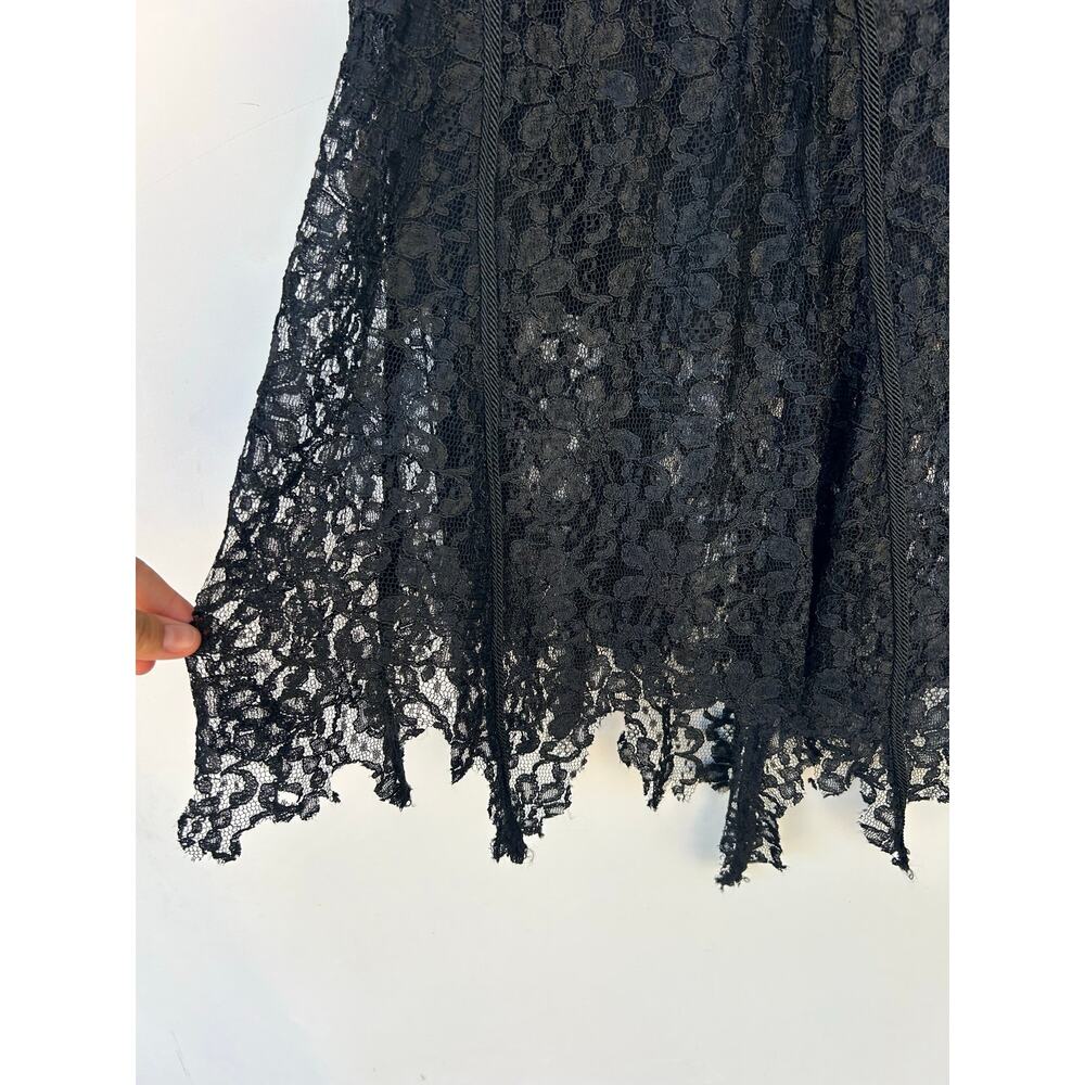 Vintage Y2K Cache Set Bustier Corset Top Black Lace Skirt Whimsygoth Small Large - Picture 5 of 15